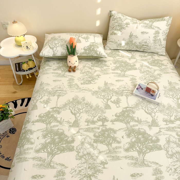 91家纺网 家纺一手货源 找家纺 简宜家居（朝初家纺） 2025新款A版纯棉全棉磨毛单床单 翠影凝香