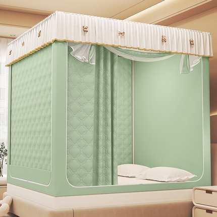 91家纺网 家纺一手货源 找家纺 富莱星蚊帐 2025新款夹棉防风保暖蚊帐 绿
