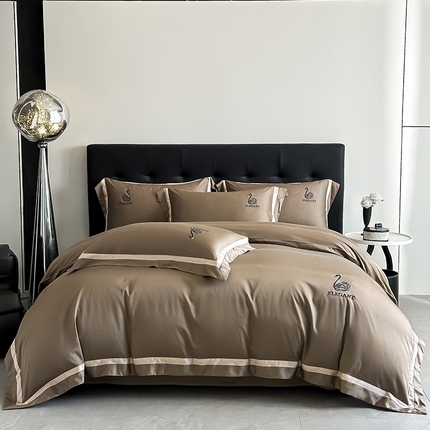 91家纺网 家纺一手货源 找家纺 （总）618家纺 2025新款A类60S100支全棉纯棉四件套-天鹅之舞