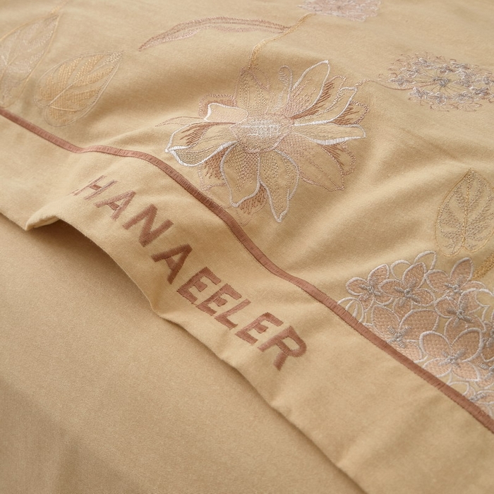 91家纺网 家纺一手货源 找家纺 雲归梦 2025新款全棉加厚磨毛绣花宽边工艺四件套-南法凤情 南法凤情-棕