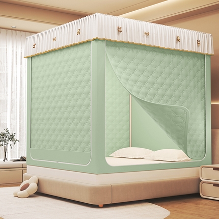 富莱星蚊帐 2025新款夹棉防风保暖蚊帐 绿