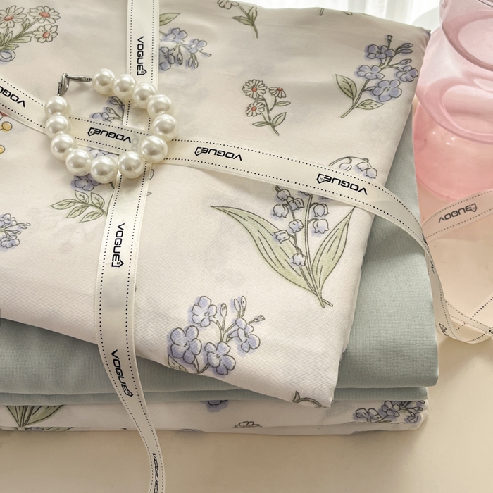 91家纺网 家纺一手货源 找家纺 玉海棠家纺 2025新款针织双层纱四件套 花间兔