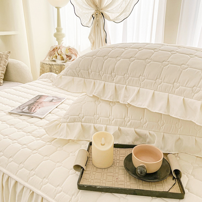 91家纺网 家纺一手货源 找家纺 （总）笠裙家纺 2025新款防水款A类原棉水洗棉夹大豆棉加厚床裙-爱格系列