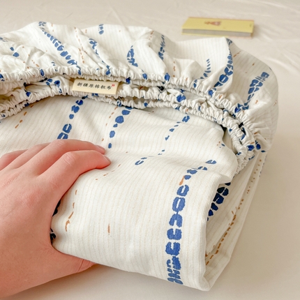 91家纺网 家纺一手货源 找家纺 2025新款老粗布烫画老粗布印花系列单床笠 小迎象