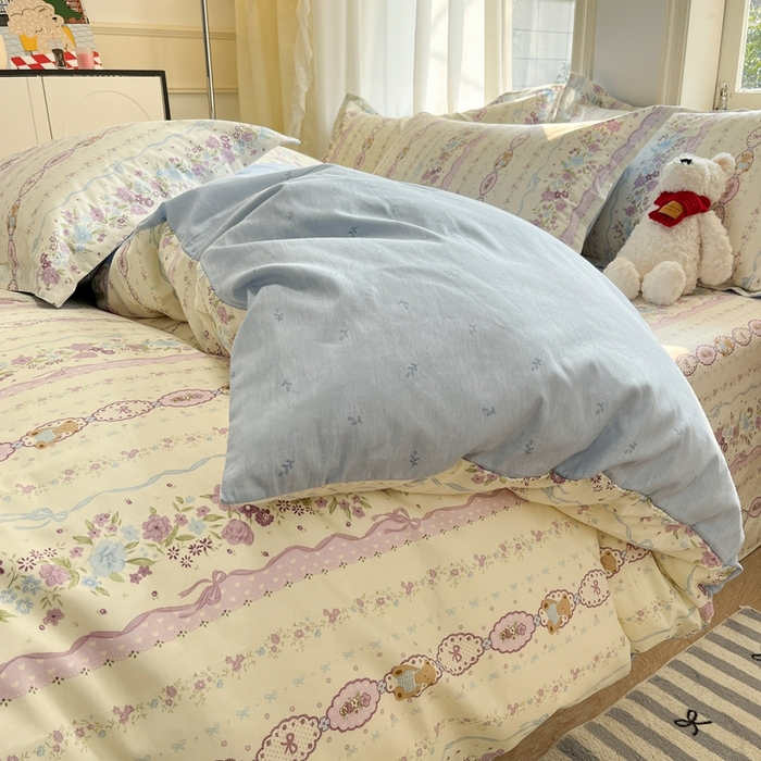 91家纺网 家纺一手货源 找家纺 菲梵家纺 2025新款小清新喷气印花全棉单品被套 紫藤蔓蔓