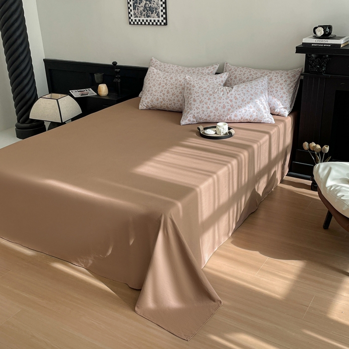 91家纺网 家纺一手货源 找家纺 仟网汇 2025新款小清新有氧针织棉双层纱系列四件套 微拉