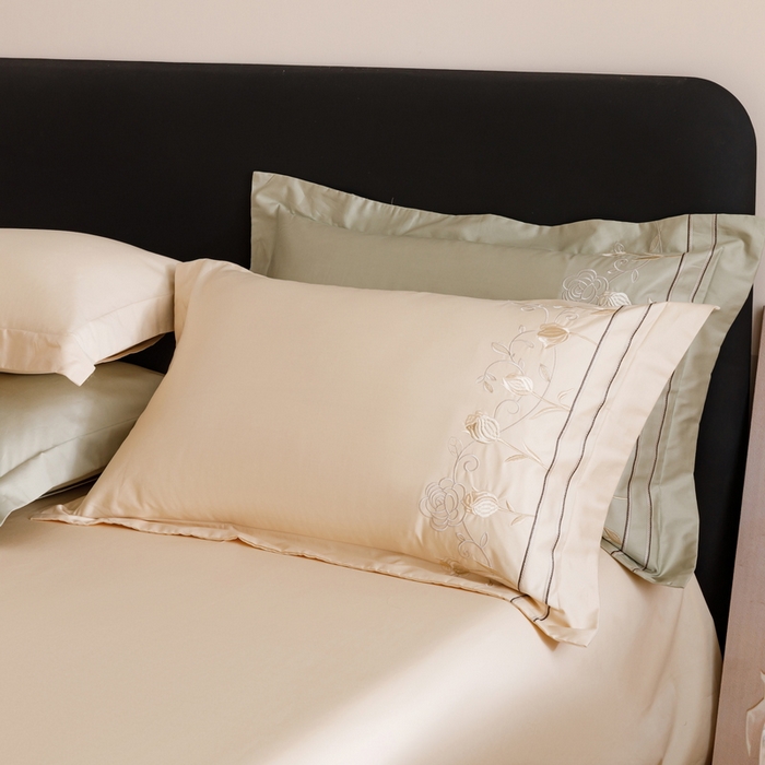 91家纺网 家纺一手货源 找家纺 艾莱家纺 2025新款A类100支长绒棉纯棉四件套-郁金香 郁金香-浅米驼