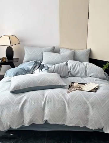 91家纺网 家纺一手货源 找家纺 ab家纺 2025新款全棉三层纱小提花四件套 伯爵-兰