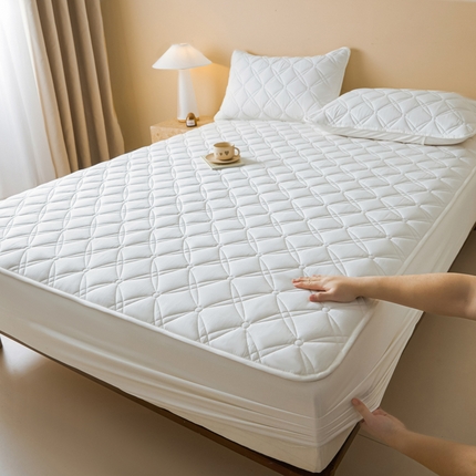 九亭家纺 2025新款A类全棉夹棉纯色床笠 轻奢-米白