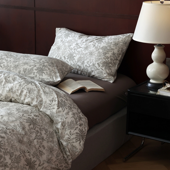 91家纺网 家纺一手货源 找家纺 梦可莱家居 2025新款全棉针织四件套【加大系列】 枝秋灰