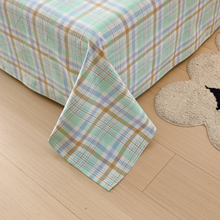 91家纺网 家纺一手货源 找家纺 仟网汇 2025新款无印纽扣原棉老粗布三件套 清爽绿