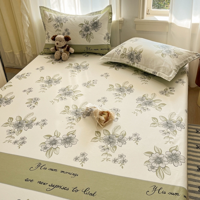 91家纺网 家纺一手货源 找家纺 菲梵家纺 2025新款小清新喷气印花全棉单品床单 缪斯女神