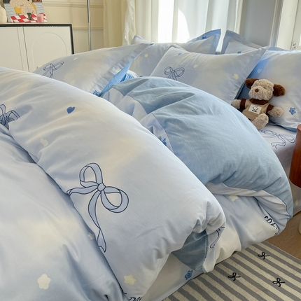 91家纺网 家纺一手货源 找家纺 （总）菲梵家纺 2025新款小清新喷气印花全棉单品被套