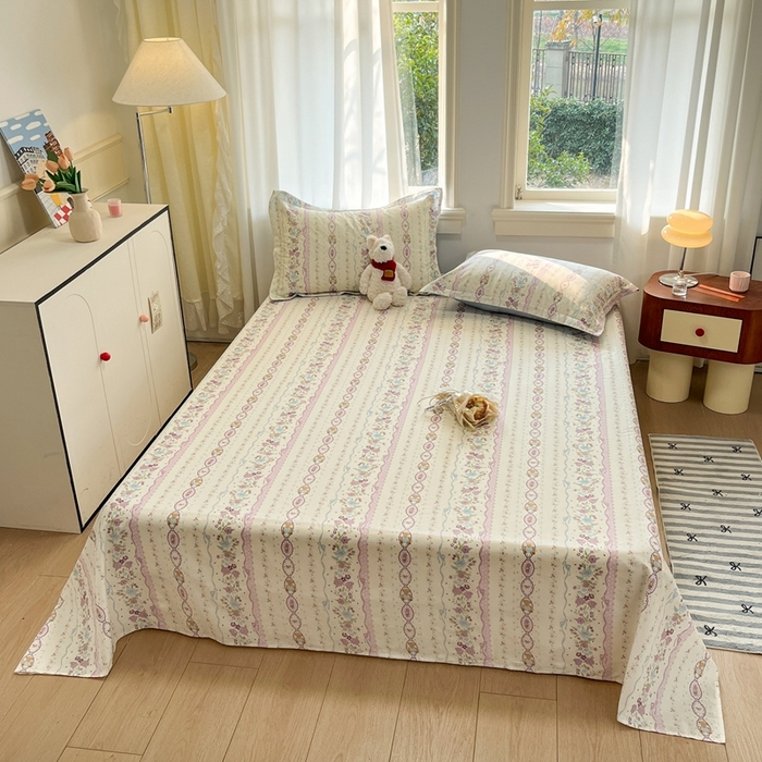 91家纺网 家纺一手货源 找家纺 菲梵家纺 2025新款小清新喷气印花全棉单品被套 紫藤蔓蔓