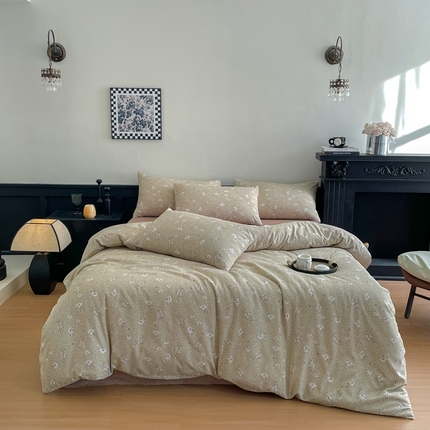 91家纺网 家纺一手货源 找家纺 （总）仟网汇 2025新款小清新有氧针织棉双层纱系列四件套