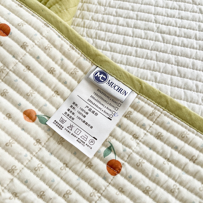 91家纺网 家纺一手货源 找家纺 沐纯家居  2025新款40支双面纯棉印花床盖三件套 樱桃芝士