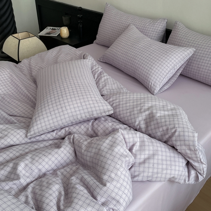 91家纺网 家纺一手货源 找家纺 仟网汇 2025新款小清新有氧针织棉双层纱系列四件套 心屿