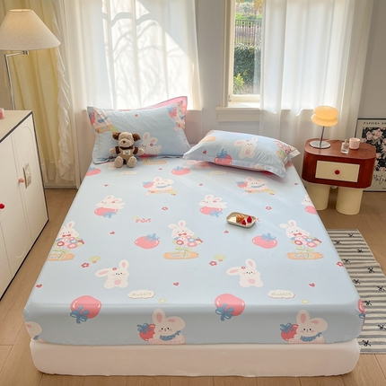 91家纺网 家纺一手货源 找家纺 （总）菲梵家纺 2025新款小清新喷气印花全棉单品床笠