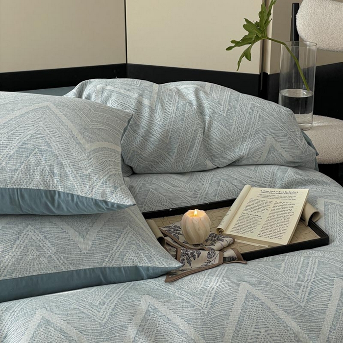 91家纺网 家纺一手货源 找家纺 ab家纺 2025新款全棉三层纱小提花四件套 伯爵-兰