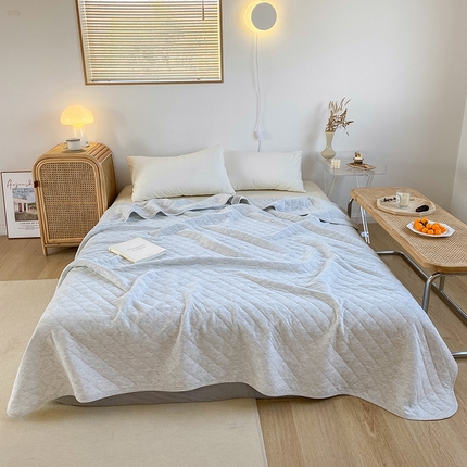 91家纺网 家纺一手货源 找家纺 尺素 2025新款针织棉夏被系列-奶油 奶油灰