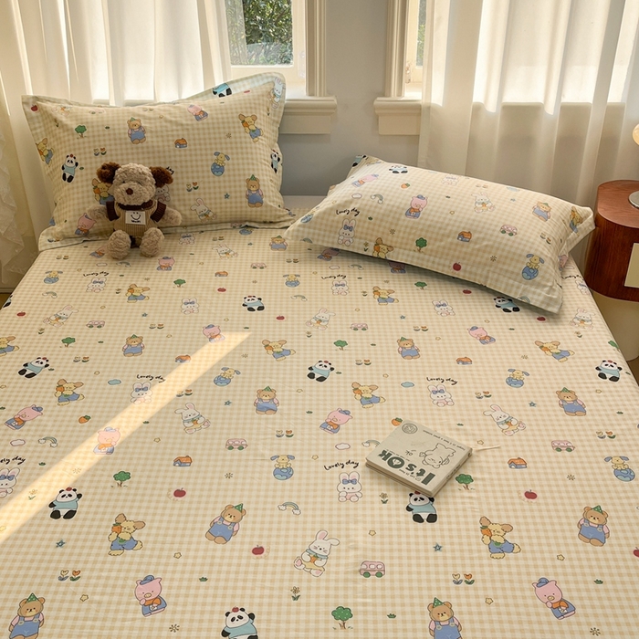 91家纺网 家纺一手货源 找家纺 菲梵家纺 2025新款小清新喷气印花全棉单品被套 森林派对