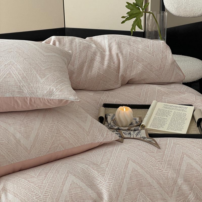 91家纺网 家纺一手货源 找家纺 ab家纺 2025新款全棉三层纱小提花四件套 伯爵 - 豆沙