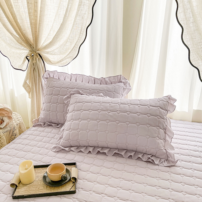 91家纺网 家纺一手货源 找家纺 笠裙家纺 2025新款防水款A类原棉水洗棉夹大豆棉加厚床裙-爱格系列 爱格-玫瑰紫