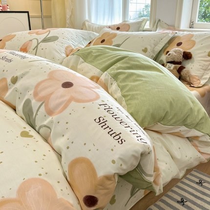 91家纺网 家纺一手货源 找家纺 菲梵家纺 2025新款小清新喷气印花全棉单品被套 曼影花幕