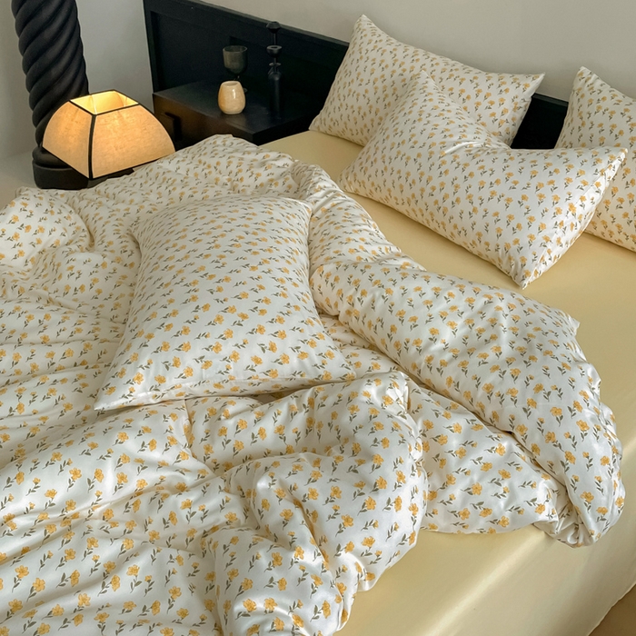 91家纺网 家纺一手货源 找家纺 仟网汇 2025新款小清新有氧针织棉双层纱系列四件套 小晴天