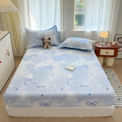 91家纺网 家纺一手货源 找家纺 （总）菲梵家纺 2025新款小清新喷气印花全棉单品床笠