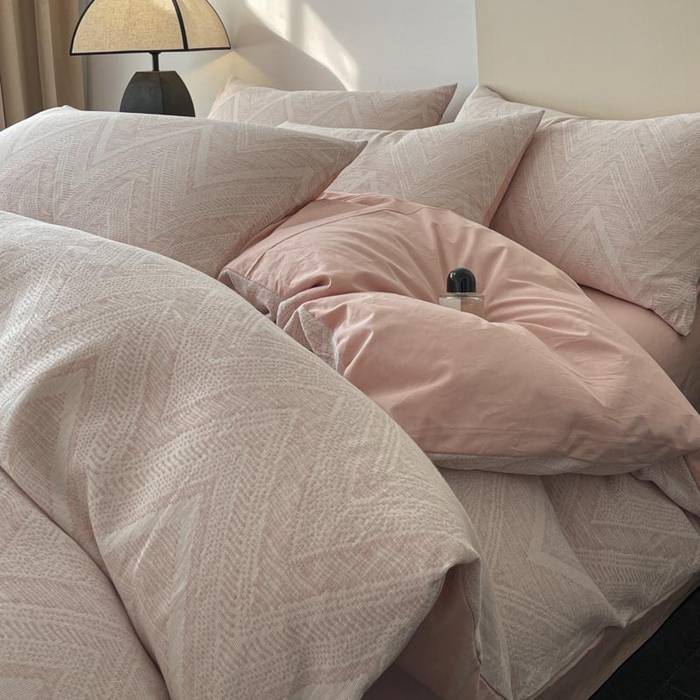 91家纺网 家纺一手货源 找家纺 ab家纺 2025新款全棉三层纱小提花四件套 伯爵 - 豆沙