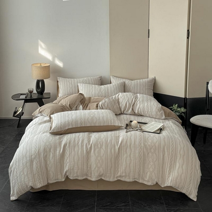 91家纺网 家纺一手货源 找家纺 （总）ab家纺 2025新款全棉三层纱小提花四件套