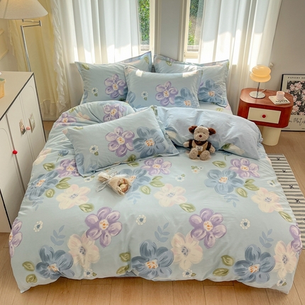 91家纺网 家纺一手货源 找家纺 （总）菲梵家纺 2025新款小清新喷气印花全棉四件套