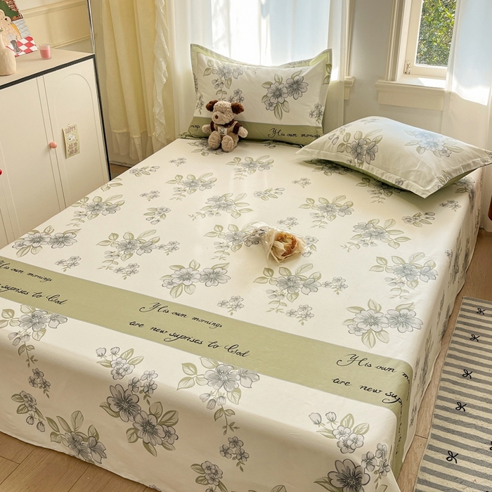 91家纺网 家纺一手货源 找家纺 菲梵家纺 2025新款小清新喷气印花全棉单品床单 缪斯女神