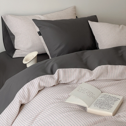 91家纺网 家纺一手货源 找家纺 典曼家纺 2025新款A类华夫格色织多色提花四件套-森韵 森韵-灰