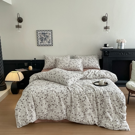 91家纺网 家纺一手货源 找家纺 （总）仟网汇 2025新款小清新有氧针织棉双层纱系列四件套