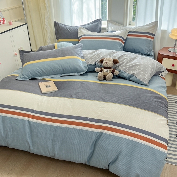 91家纺网 家纺一手货源 找家纺 菲梵家纺 2025新款小清新喷气印花全棉单品被套 晨光微出