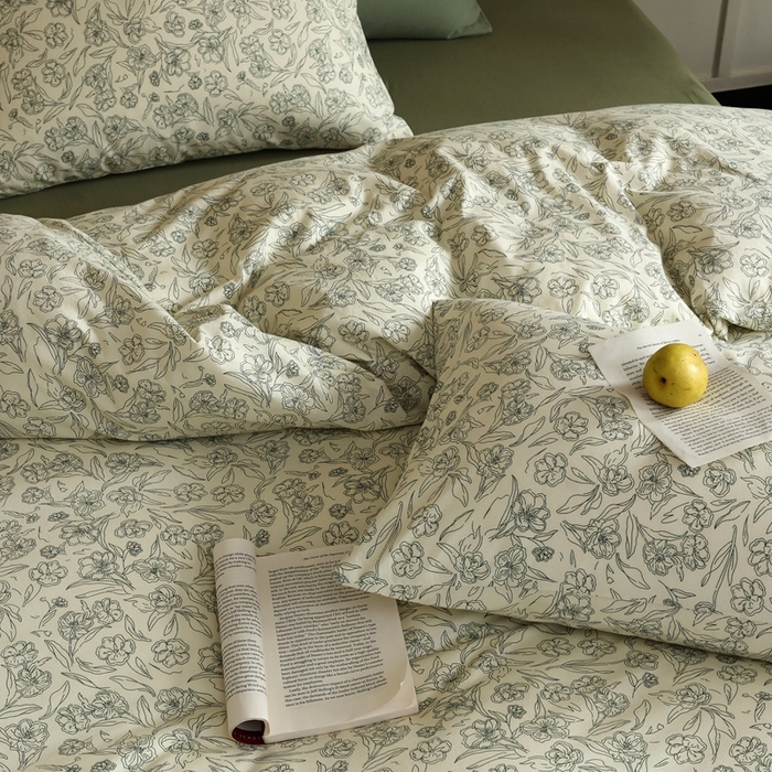 91家纺网 家纺一手货源 找家纺 梦可莱家居 2025新款全棉针织四件套【加大系列】 春晓绿