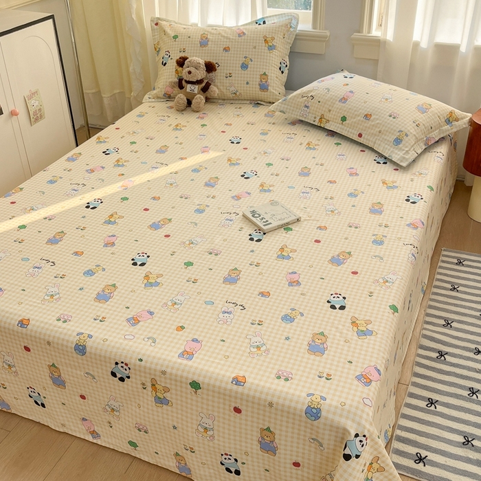 91家纺网 家纺一手货源 找家纺 菲梵家纺 2025新款小清新喷气印花全棉单品被套 森林派对