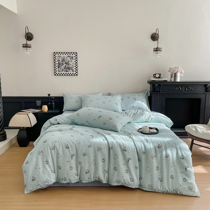 91家纺网 家纺一手货源 找家纺 （总）仟网汇 2025新款小清新有氧针织棉双层纱系列四件套