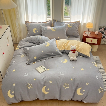 91家纺网 家纺一手货源 找家纺 （总）菲梵家纺 2025新款小清新喷气印花全棉四件套