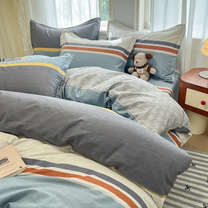 91家纺网 家纺一手货源 找家纺 菲梵家纺 2025新款小清新喷气印花全棉单品被套 晨光微出