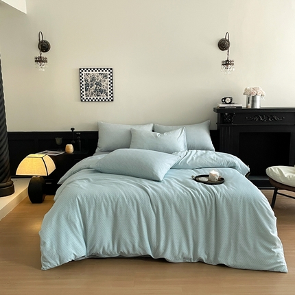 91家纺网 家纺一手货源 找家纺 （总）仟网汇 2025新款小清新有氧针织棉双层纱系列四件套