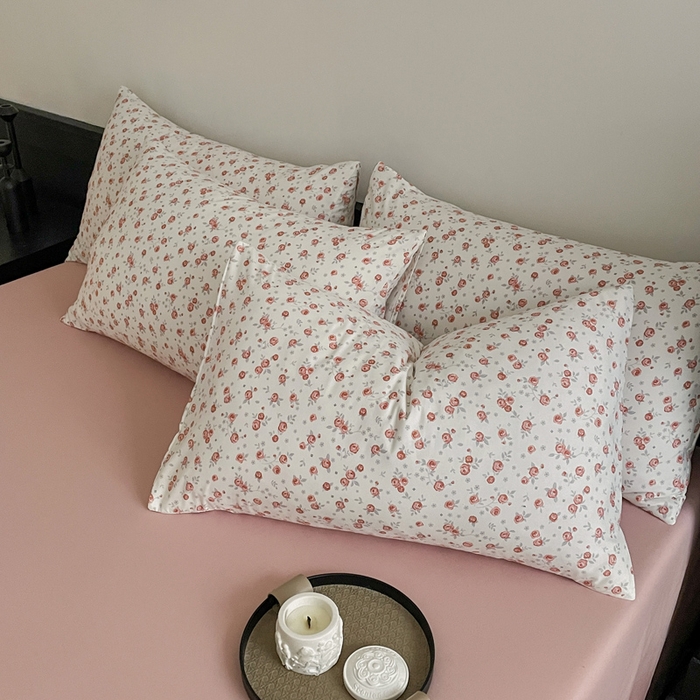 91家纺网 家纺一手货源 找家纺 仟网汇 2025新款小清新有氧针织棉双层纱系列四件套 勿忘我