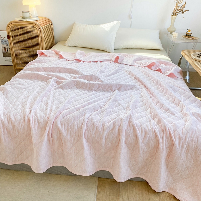 91家纺网 家纺一手货源 找家纺 （总）尺素 2025新款针织棉夏被系列-奶油