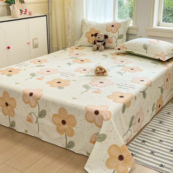 91家纺网 家纺一手货源 找家纺 菲梵家纺 2025新款小清新喷气印花全棉单品被套 曼影花幕