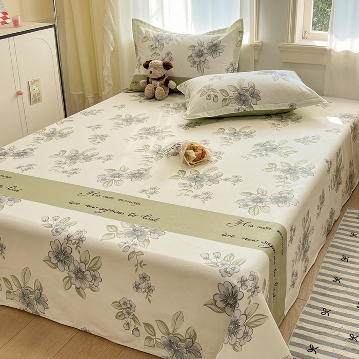 91家纺网 家纺一手货源 找家纺 菲梵家纺 2025新款小清新喷气印花全棉单品床单 缪斯女神