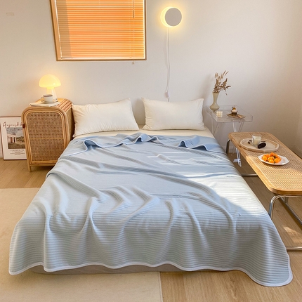 91家纺网 家纺一手货源 找家纺 尺素 2025新款针织棉夏被系列-马卡龙 马卡龙-蓝灰