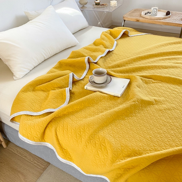 91家纺网 家纺一手货源 找家纺 尺素 2025新款针织棉夏被系列-莫兰迪 莫兰迪-姜黄