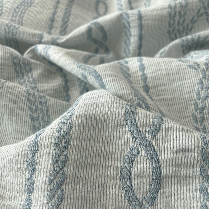 91家纺网 家纺一手货源 找家纺 ab家纺 2025新款全棉三层纱小提花四件套 暖阳-兰